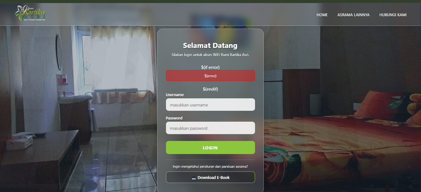 Captive Portal WIFI Landing Page - Bumi Kartika Asri